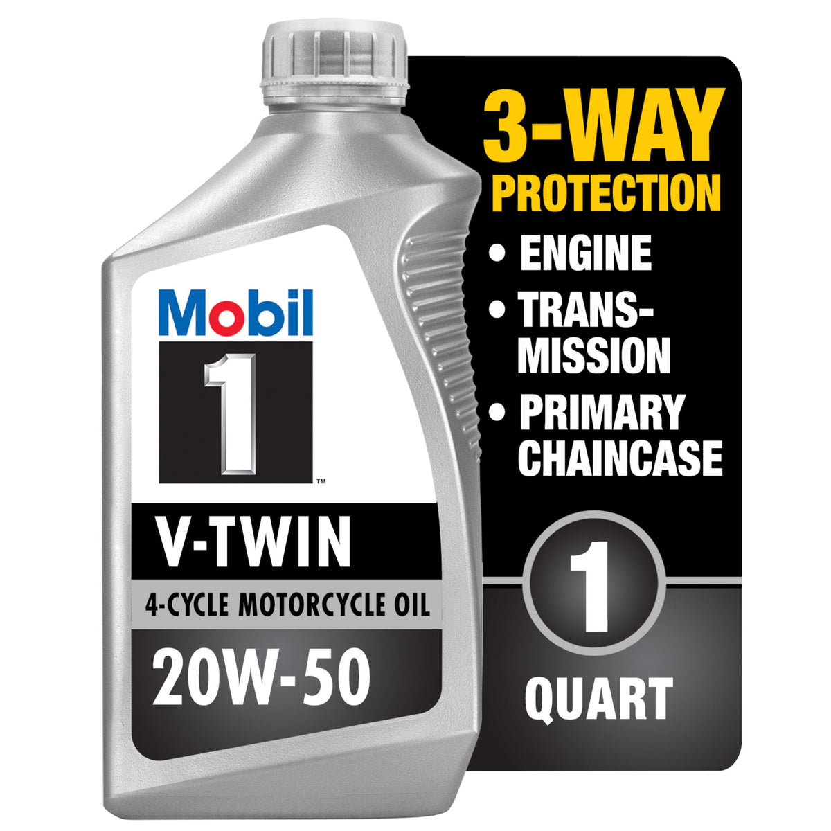 (5 pack) Mobil 1 V-Twin Full Synthetic Motorcycle Oil 20W-50, 1 Quart