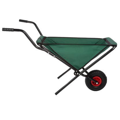 Pure Garden Folding Wheelbarrow with 80lb Capacity and Storage Pouches