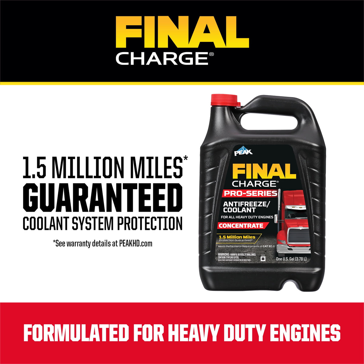 (3 pack) FINAL CHARGE Pro-Series 50/50 Prediluted Antifreeze + Coolant for Heavy Duty Engines, 1 gal