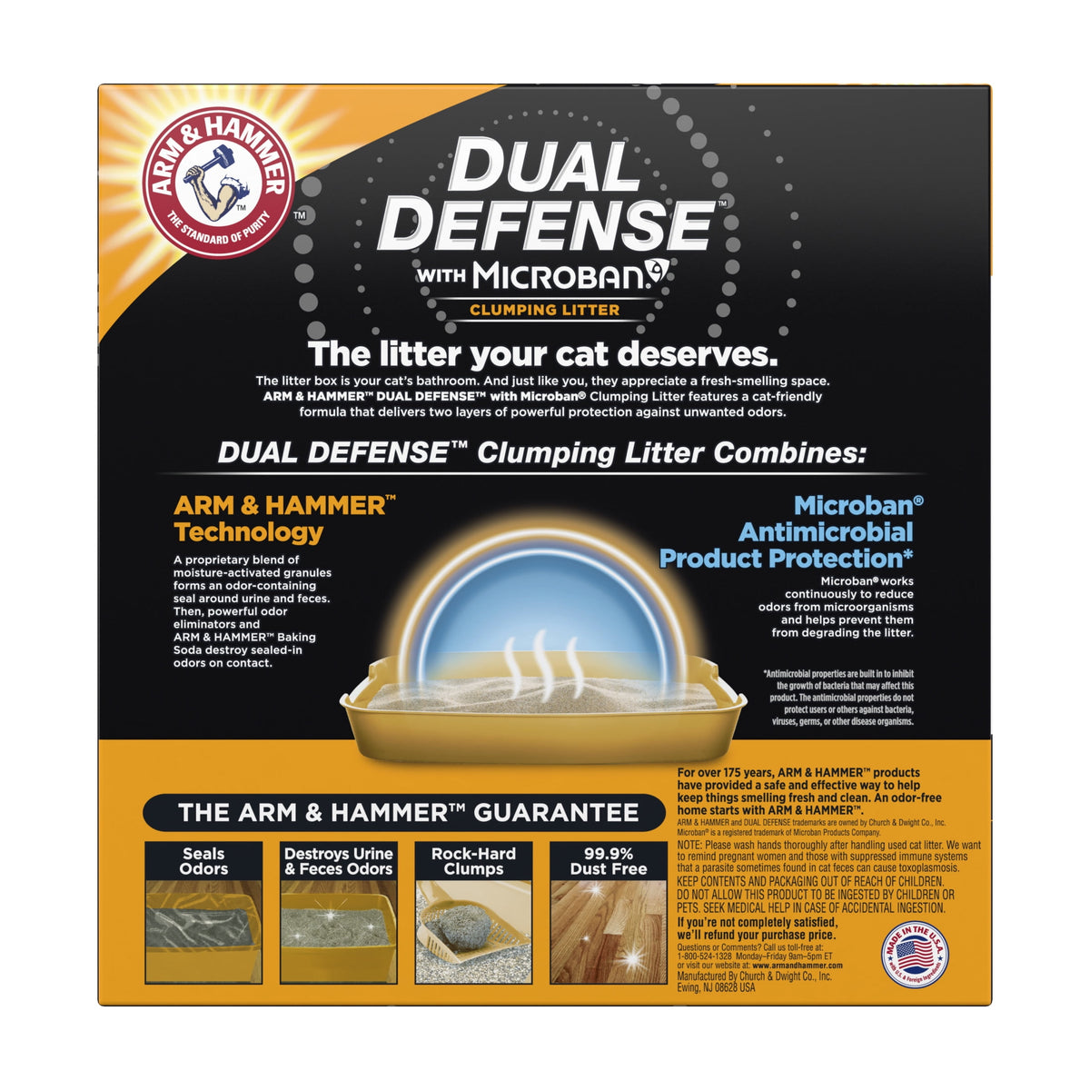 (4 pack) ARM & HAMMER Dual Defense with Microban Clumping Cat Litter for Multi-Cat Households, 14 lbs