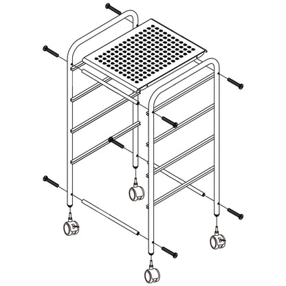 Renwick Rolling Trolley Storage Cart Bin with 4 Plastic Drawers on Wheels, Black