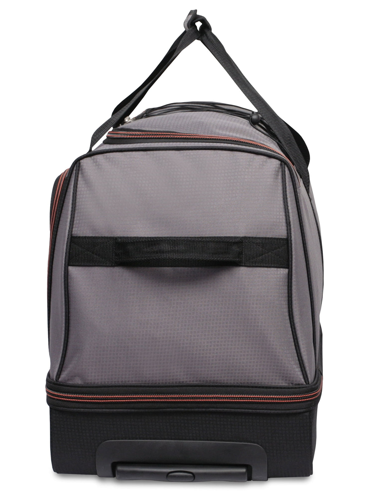 Protege 30 in Rolling Drop-Bottom Carry On Duffel Bag for Travel, Black and Gray