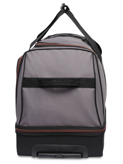 Protege 30 in Rolling Drop-Bottom Carry On Duffel Bag for Travel, Black and Gray