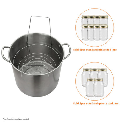 Mainstays 21.5 Quart Stainless Steel Canning Pot with Rack, Dual Water Bath Canner and Steam Canner