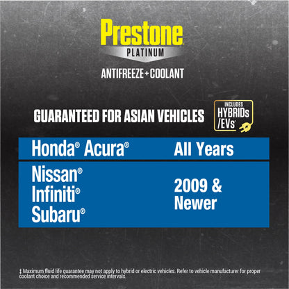 (2 pack) Prestone Platinum Asian Blue Antifreeze + Coolant, Ready-to-Use, Prediluted 50/50, 1 Gallon