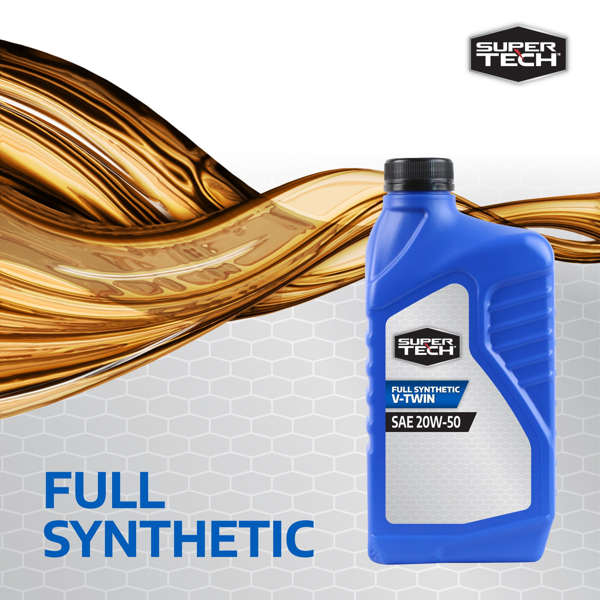 (4 pack) Super Tech Full Synthetic V-Twin Motorcycle Oil, SAE 20W-50, 1 Quart