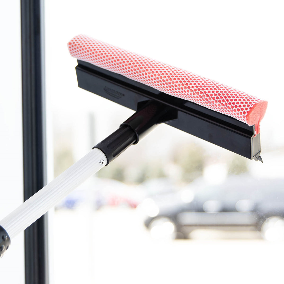 Libman Black and Red Telescopic Window Washer Squeegee and Sponge Combination Assembled Height 96"