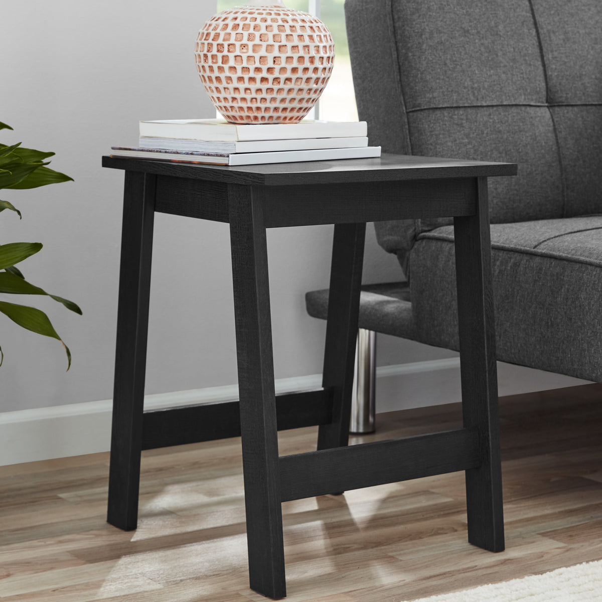 (2 pack) Mainstays Small Square Side Table, Black Finish