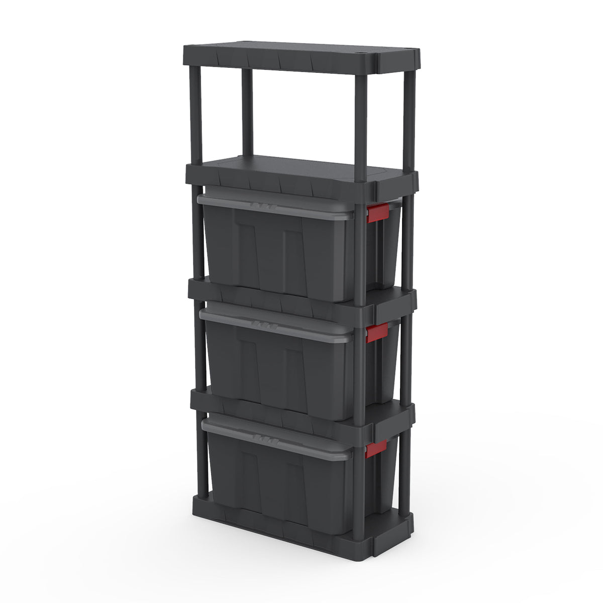 Hyper Tough 5-Tier Black Plastic Shelf Unit, 13.88 in D x 30 in W x 68.8 in H, 350 lb Capacity
