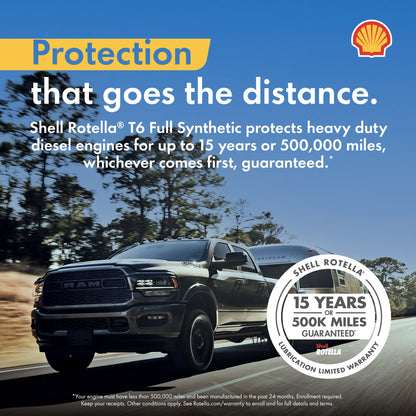 Shell Rotella T6 Full Synthetic 15W-40 Diesel Engine Oil, 1 Gallon