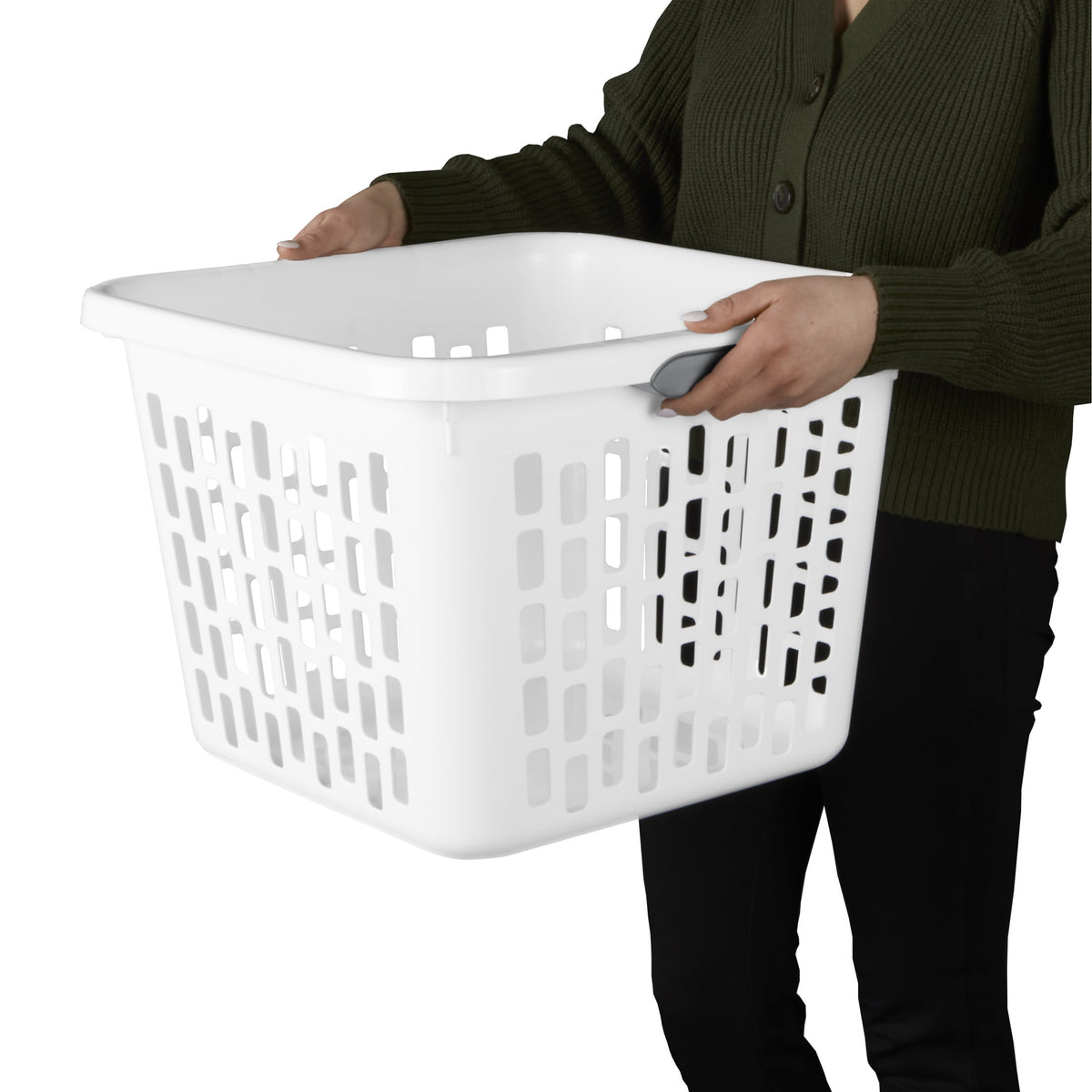 Sterilite Small 1.5 Bushel Square Plastic Laundry Basket with 2 Comfort Grip Handles, White, 6 Pack