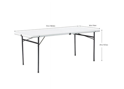 Mainstays 6 ft Rectangle Fold-in-Half Folding Table, White