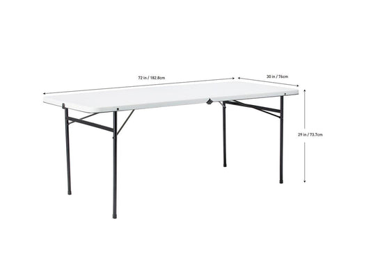 Mainstays 6 ft Rectangle Fold-in-Half Folding Table, White