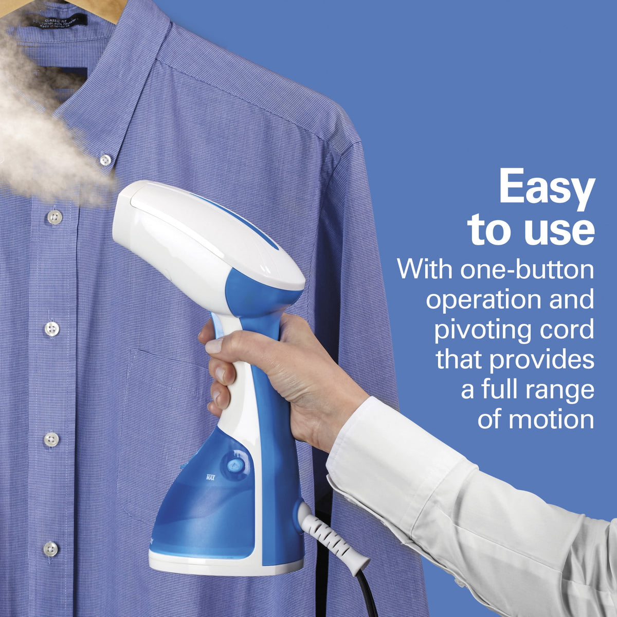Hamilton Beach Handheld Clothes Steamer, 1000 W 8.5 fl oz Clothing Steamer, 30-Second Heat Up, 15 Minutes of Steam