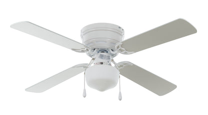 Mainstays 42 in Hugger Metal Indoor Ceiling Fan with Light, White, 4 Blades, LED Bulb, Reverse Airflow