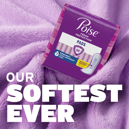 Poise Women's Incontinence Pads, Ultra Absorbency, Long Length (39 Count)
