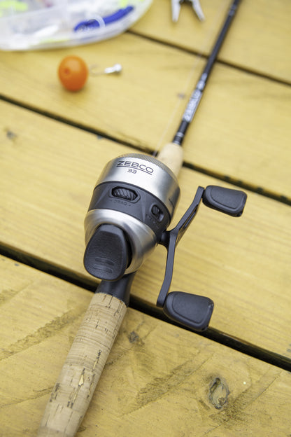 Zebco 33 Cork Handle Spincast Reel and IM6 Graphite Fishing Rod Combo, 6ft 6in 2-piece, Black