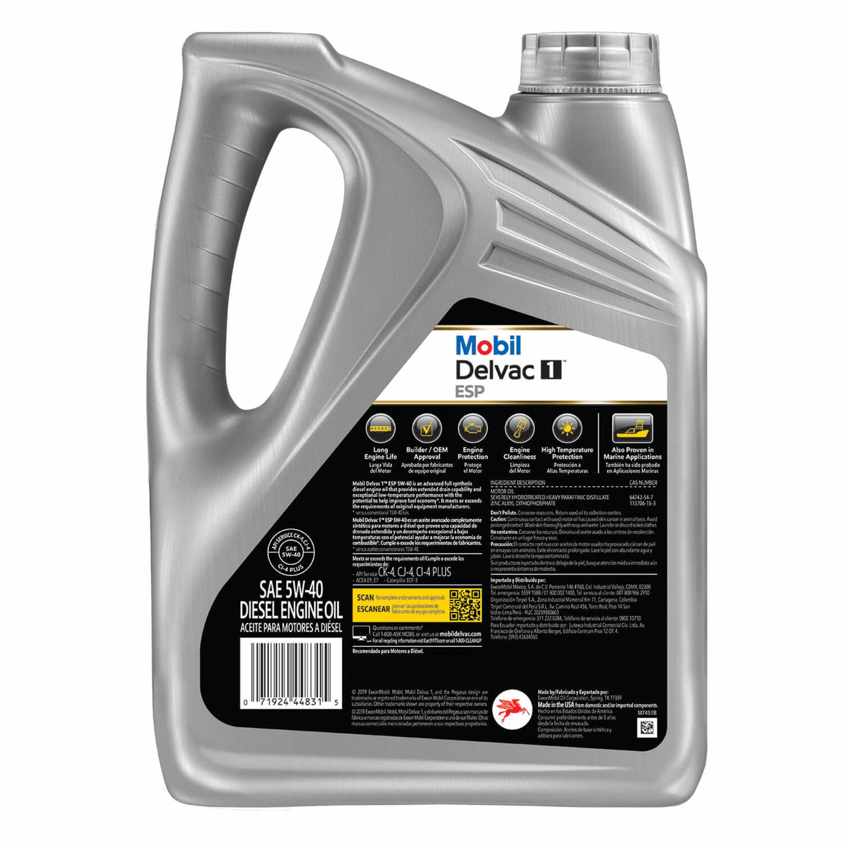 Mobil Delvac 1 ESP Heavy Duty Full Synthetic Diesel Engine Oil 5W-40, 1 Gal.