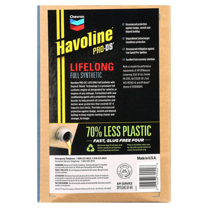 Chevron Havoline Lifelong 0W-20 Full Synthetic Motor Oil, 6 Quarts (Smart Change Box)