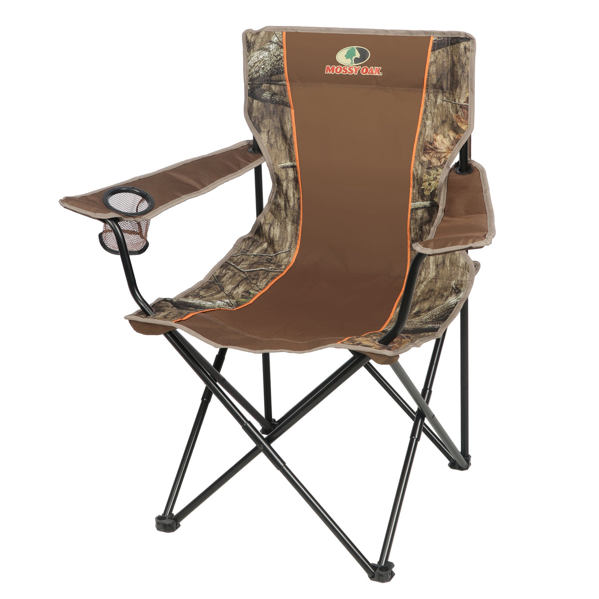 Mossy Oak Soft Arm Camo Quad Camp Chair with Cup Holder, Adult