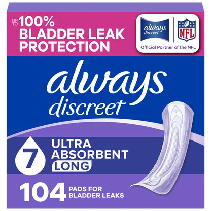 Always Discreet Pads, Ultra Absorbency, Long Length, 104 Count
