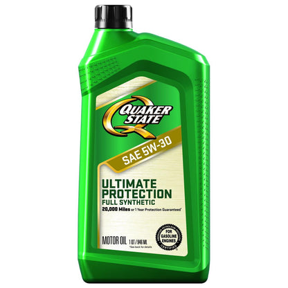 (5 pack) Quaker State Ultimate Protection Full Synthetic 5W-30 Motor Oil, 1 Quart