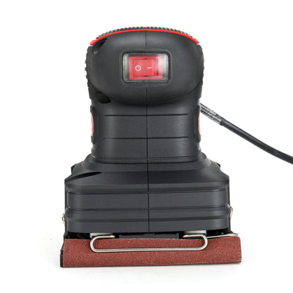 Hyper Tough 2 Amp Corded 1/4-Sheet Palm Sander with Dust Bag, Vacuum Hose Adapter, Punch Plate & 3 Sanding Sheets