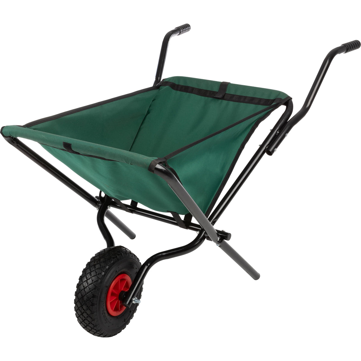 Pure Garden Folding Wheelbarrow with 80lb Capacity and Storage Pouches