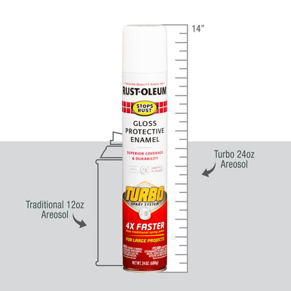 (2 pack) White, Rust-Oleum Stops Rust Turbo Gloss Protective Enamel Spray Paint-334133, 24 oz