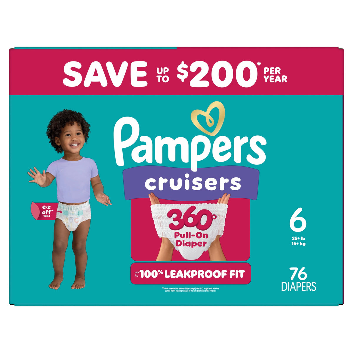 Pampers Cruisers 360 Baby Diapers Size 6, 76 Count (Select for More Options)