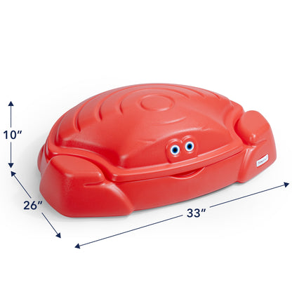 Simplay3 Coastal Crab Portable Plastic Sandbox with Cover, Hot Tamale Red