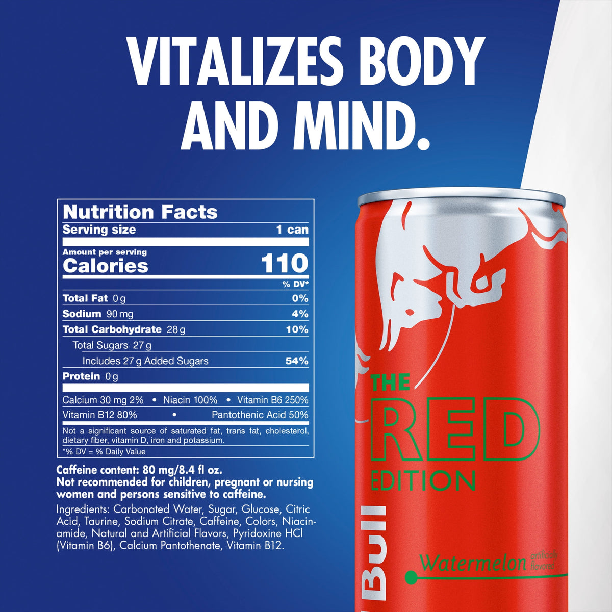 Red Bull Red Edition Watermelon Energy Drink, 8.4 fl. oz., 6 Packs of 4 Cans