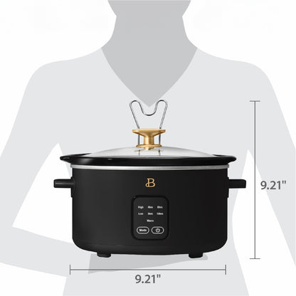 Beautiful 4Qt Slow Cooker with Touch-Activated Display, Black Sesame by Drew Barrymore