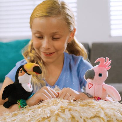 Happy Yappers: Birds 2 Pack - Toucan & Flamingo - Slap Bracelet Interactive Plush Toy Birds, They Chat-Sing-Mimic Each Other, Flap Wings, Kids 3+
