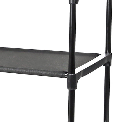 Mainstays 4-Shelf Closet Organizer with 2 Fabric Bins, Black, Metal Frame