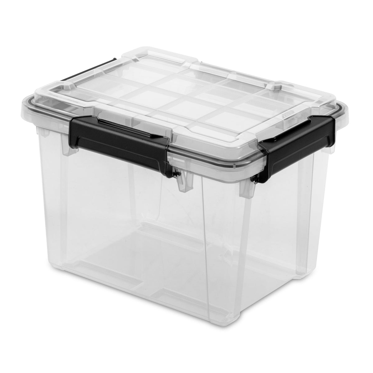 (3 pack) Sterilite Small Gasket Box, 19 Quart IP68 WaterProof Clear Plastic Storage Bin with Lid, Gasket Seal and Durable Latches, Black