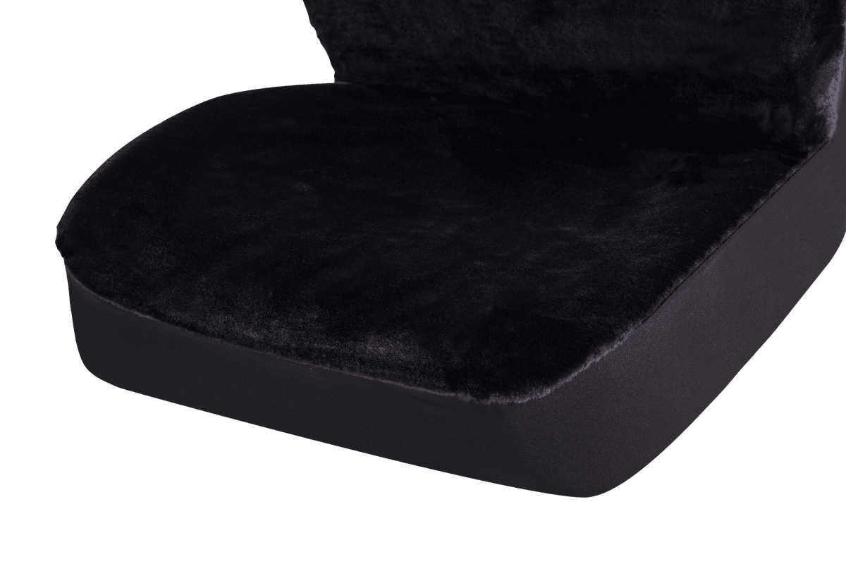Auto Drive 2- Piece Car Seat Covers High Back Soft Faux Fur Polyester Black, Universal Fit, 2002SC101