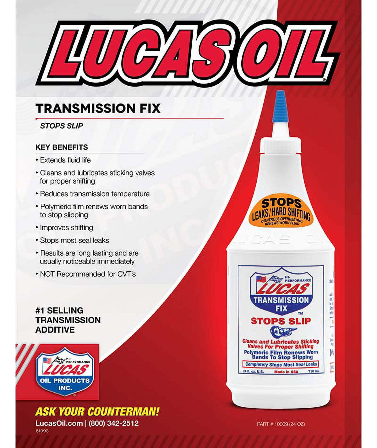 (2 pack) Lucas 10009 Transmission Fix Automotive Performance Additive 24 Ounce - Stops Transmission Slips