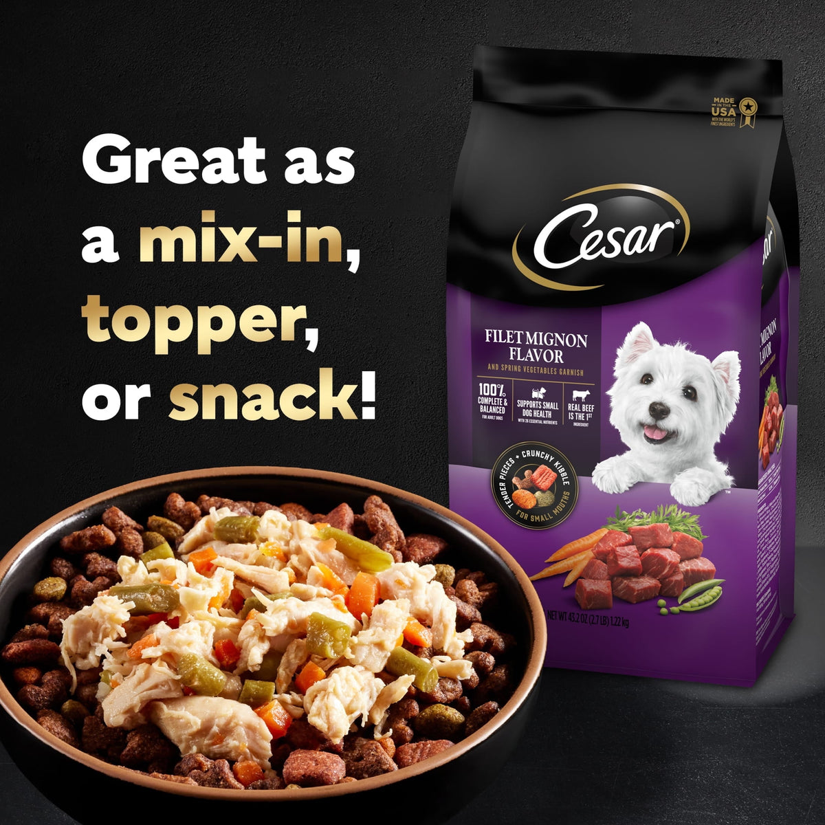 Cesar Simply Crafted Wet Dog Food Variety Pack, 1.3 oz Tubs (16 Pack)