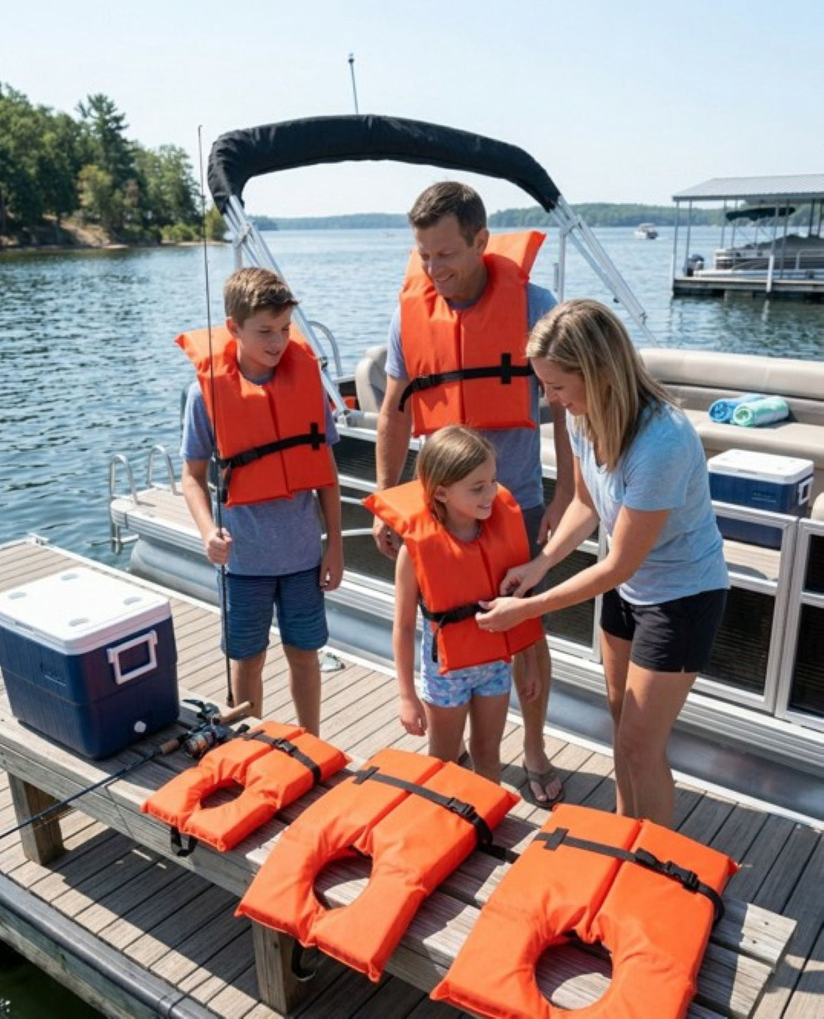 Ozark Trail 4-Pack Adult Type II Life Vests with Storage Bag, Orange