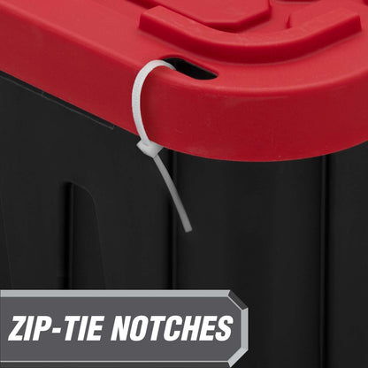 Hyper Tough 12 gal Snap Lid Storage Bin, Black and Red, Pack of 4