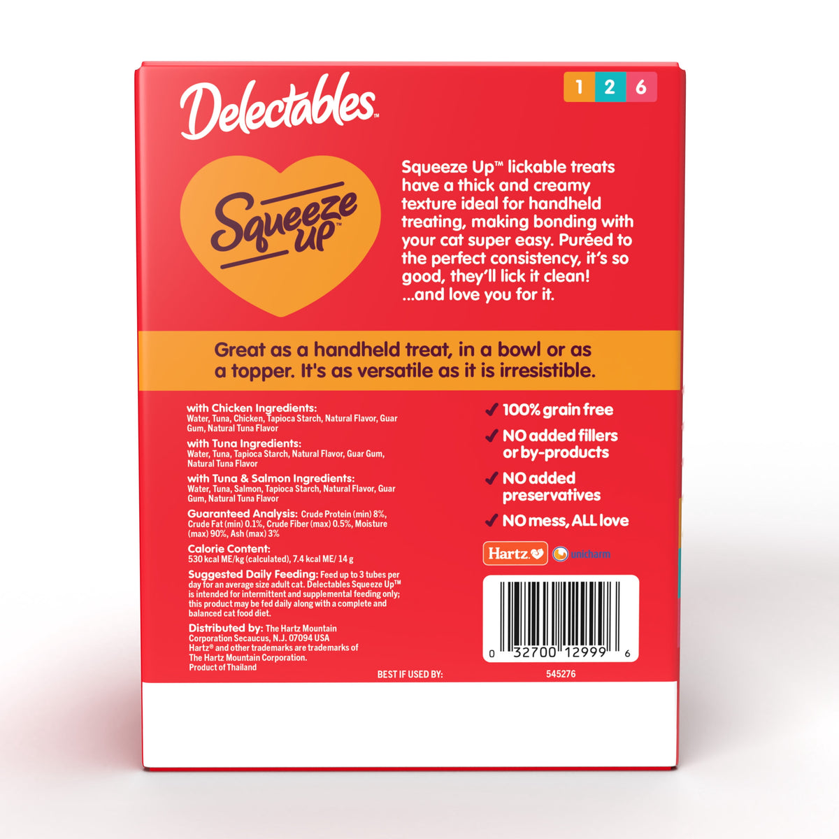 Hartz Delectables Squeeze up Lickable Wet Cat Treat Flavor Variety Pack, 0.5oz Tube (54 Count)