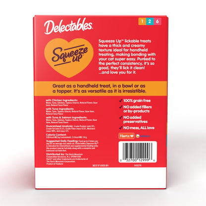 Hartz Delectables Squeeze up Lickable Wet Cat Treat Flavor Variety Pack, 0.5oz Tube (54 Count)