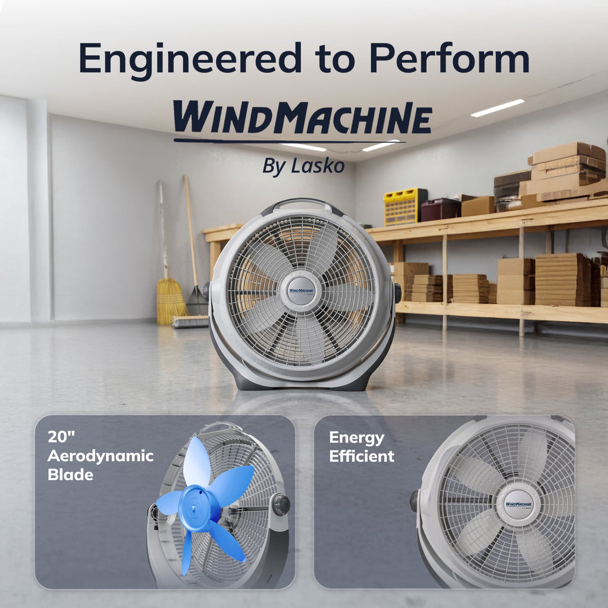 Lasko Wind Machine 20" 3-Speed Pivoting Head Air Circulator Fan A20301