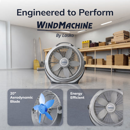 Lasko Wind Machine 20" 3-Speed Pivoting Head Air Circulator Fan A20301