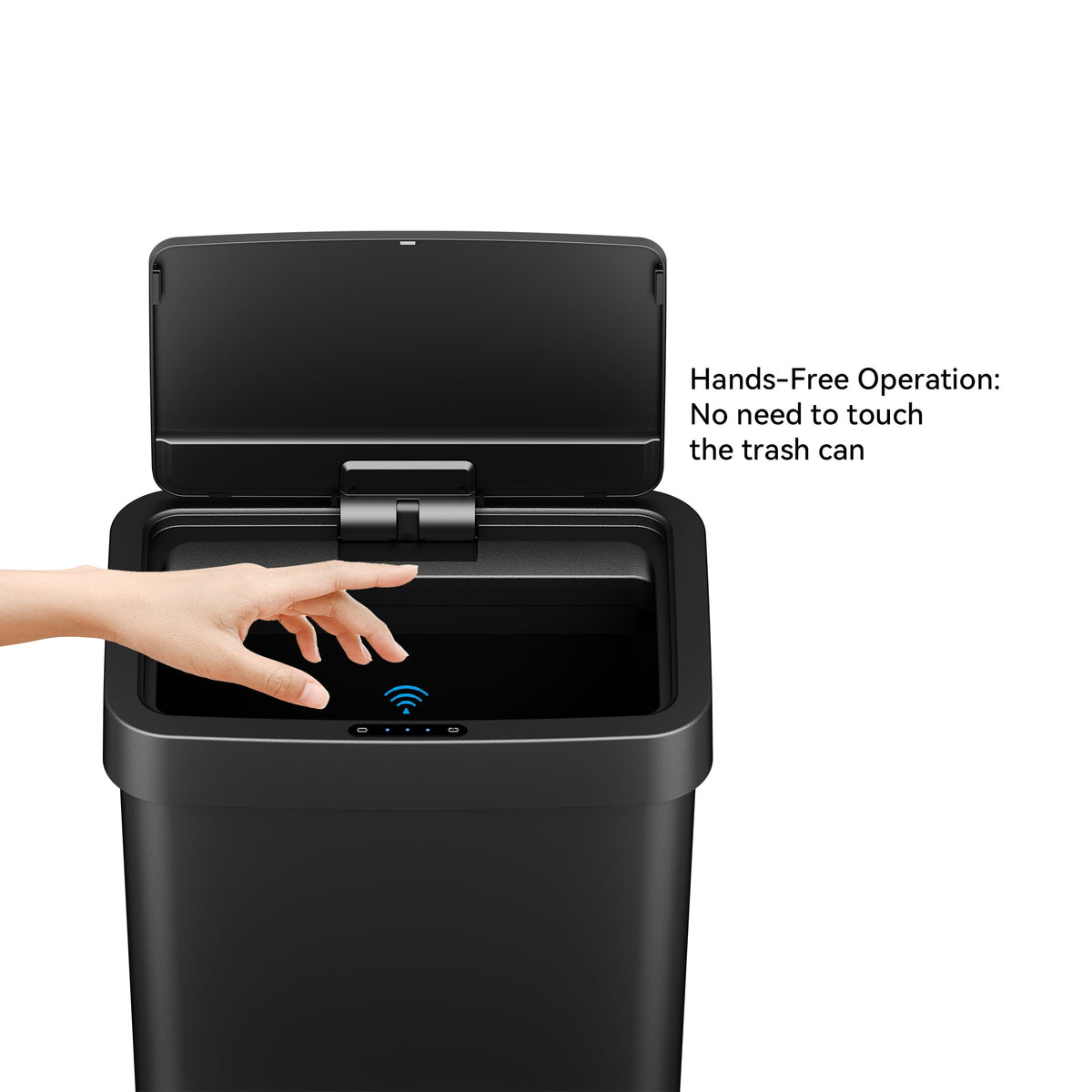 Mainstays Kitchen Motion Sensor Trash Can, 13.2 gal Plastic Automatic Garbage Bin, Black
