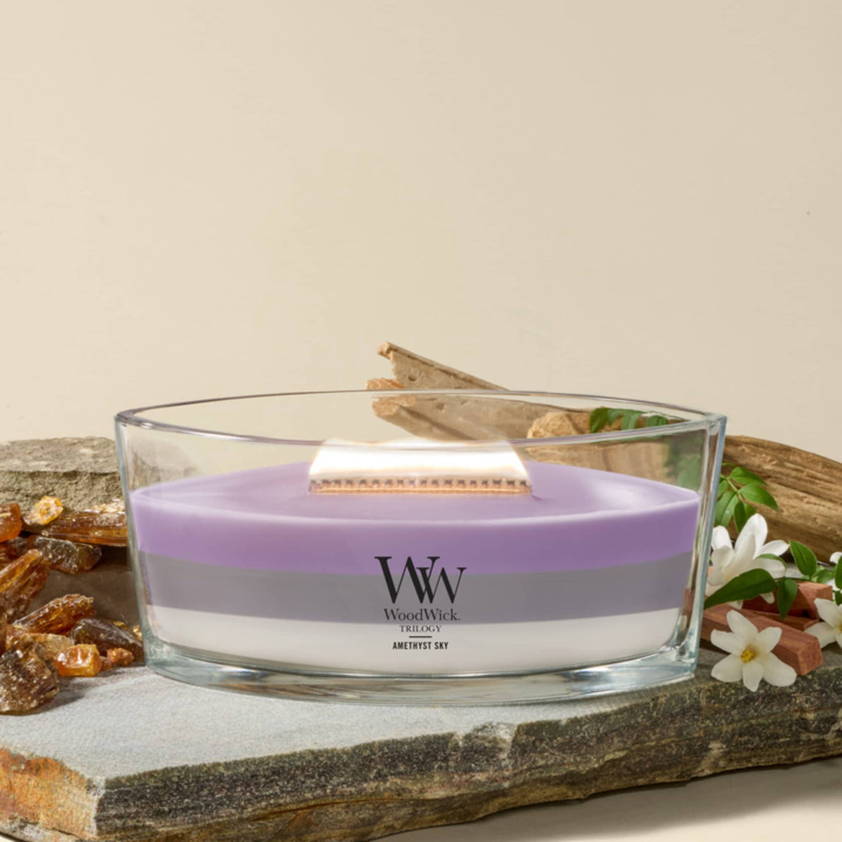 WoodWick Ellipse Trilogy Scented Candle, Amethyst Sky, 16 oz