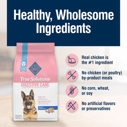 Blue Buffalo True Solutions Digestive Care Natural Dry Dog Food for Adult Dogs, Chicken, 11-lb. Bag