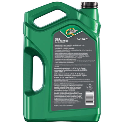 (2 pack) Quaker State Full Synthetic 0W-20 Motor Oil, 5-Quart