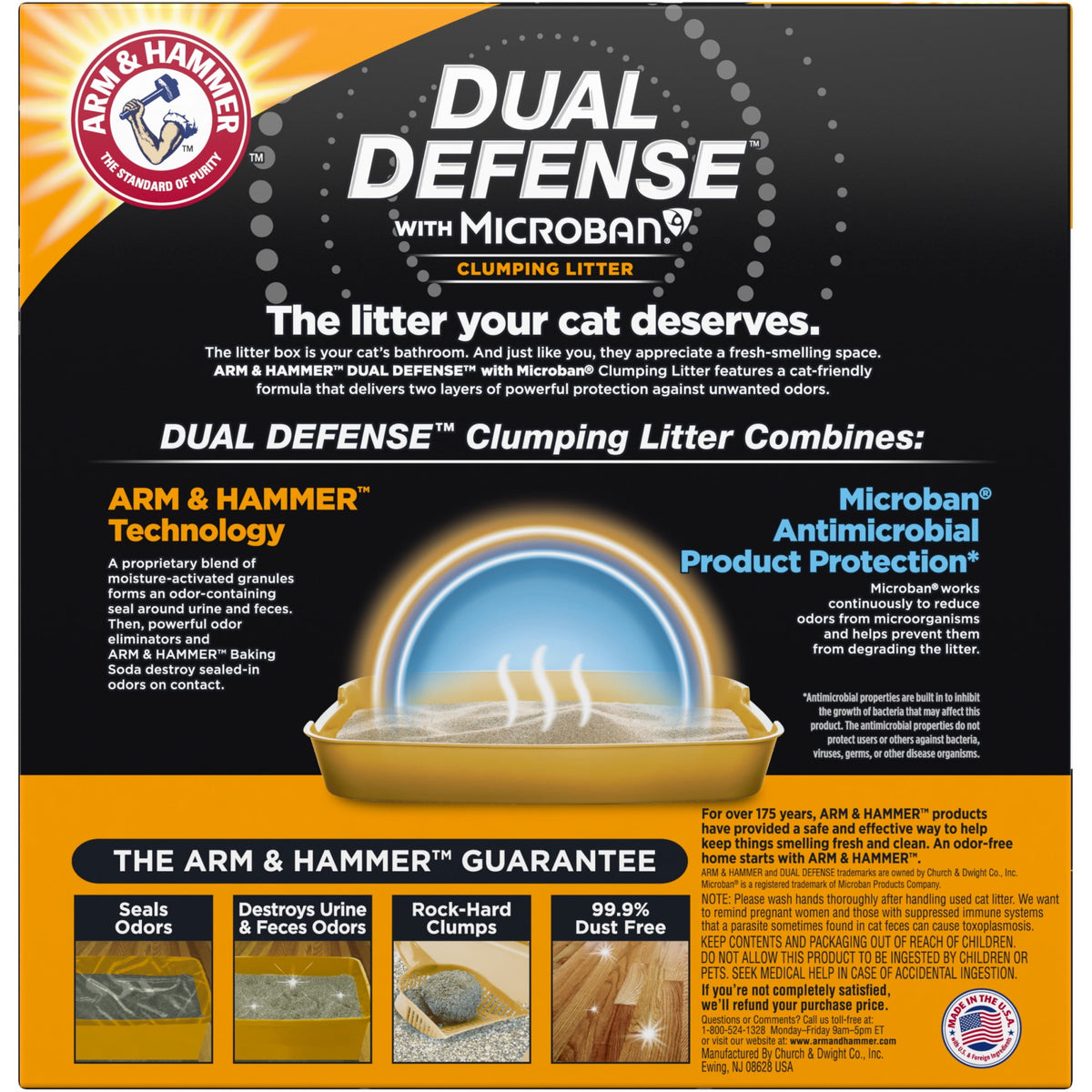 (4 pack) ARM & HAMMER Dual Defense with Microban Clumping Cat Litter for Multi-Cat Households, 14 lbs